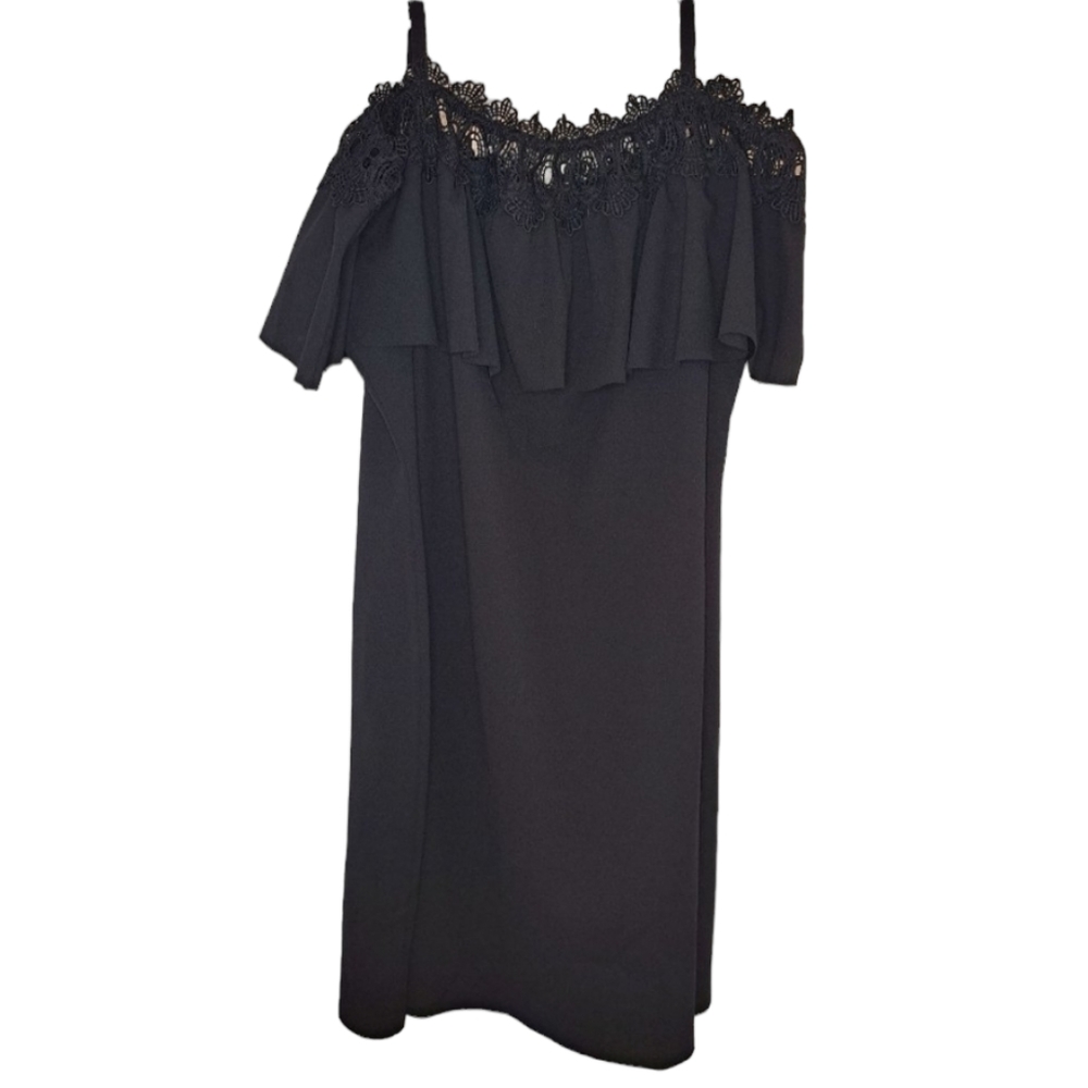 NEW BCX Black Off Shoulder Ruffle Dress Plus Size 3X